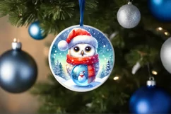 Colorful Owl with Santa Hat Watercolor Product Image 4