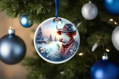 Round Christmas Ornament with Cowboy PNG Product Image 1