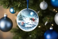 Winter Cowboy Round Ornament Sublimation PNG Product Image 4