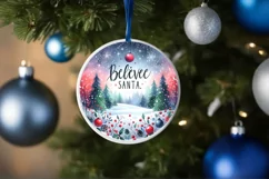 a simple vibrant winter scene believe in santa ornament Product Image 4
