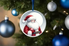 Santa Watercolor Ornament Sublimation PNG Product Image 4