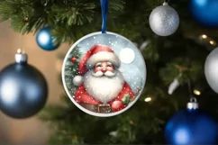 Santa Watercolor Ornament Sublimation PNG Product Image 4
