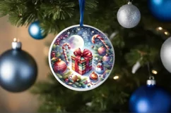 Christmas Gift Round Ornament Sublimation PNG Product Image 4