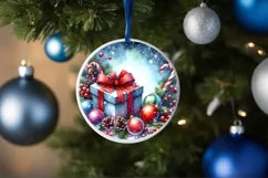 Christmas Gift Round Ornament Sublimation PNG Product Image 4
