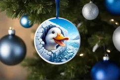 Duck in Icy Wall Round Ornament Sublimation PNG Product Image 1