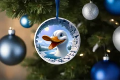 Duck in Icy Wall Round Ornament Sublimation PNG Product Image 4