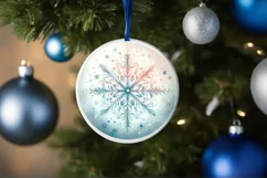Snowflake Christmas Round Ornament Sublimation PNG Product Image 4