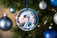 Swan Smiling Round Ornament Sublimation PNG Product Image 4