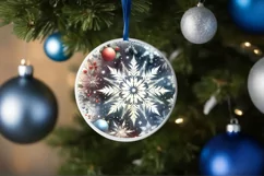 Snow Flake Round Ornament Sublimation PNG Product Image 1