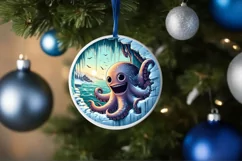 Octopus Smiling Round Ornament Sublimation PNG Product Image 4