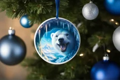 Polar Bear Smiling Round Ornament Sublimation PNG Product Image 1