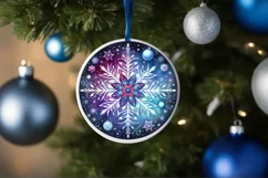 snow flake Round Ornament Sublimation PNG Product Image 4