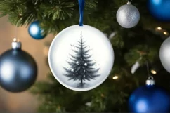 Watercolor Christmas Tree Ornament Sublimation PNG Product Image 1