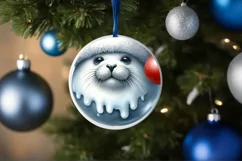 Melting Winter Scene Seal Round Ornament Sublimation PNG Product Image 4