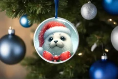 Melting Winter Scene Seal Round Ornament Sublimation PNG Product Image 1