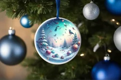 Round Christmas Ornament with Birds PNG Product Image 4