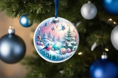 Round Christmas Ornament with Birds PNG Product Image 4