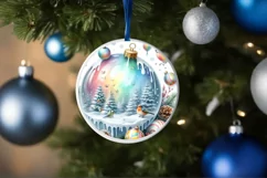 Round Christmas Ornament with Birds PNG Product Image 4
