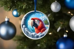 Parrot Smiling Round Ornament Sublimation PNG Product Image 4