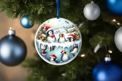 Penguins Winter Round Ornament Sublimation PNG Product Image 4