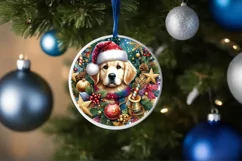 Dog Round Ornament Sublimation PNG Product Image 1