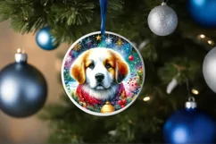 Dog Round Ornament Sublimation PNG Product Image 4