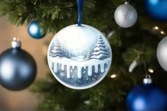 Believe Round Christmas Ornament Sublimation PNG Product Image 4