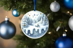 Believe Round Christmas Ornament Sublimation PNG Product Image 4