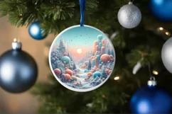 Detailed Christmas Candy Round Ornament Sublimation PNG Product Image 1