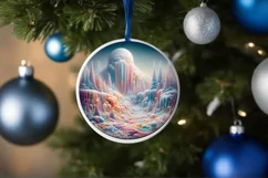 Detailed Christmas Candy Round Ornament Sublimation PNG Product Image 4
