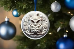 Owl Round Ornament Sublimation PNG Product Image 4
