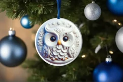 Owl Round Ornament Sublimation PNG Product Image 1
