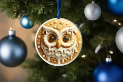 Owl Round Ornament Sublimation PNG Product Image 1