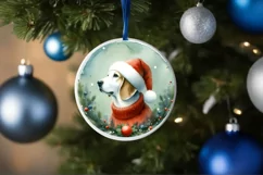 Christmas Dog Round Ornament Sublimation PNG Product Image 4