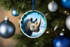 Rhino Smiling Round Ornament Sublimation PNG Product Image 4