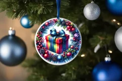Colorful Watercolor Christmas Gift Round Sticker Product Image 4