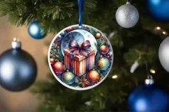 Colorful Watercolor Christmas Gift Round Sticker Product Image 4