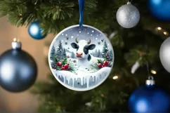 Round Christmas Ornament with Cow PNG Product Image 4