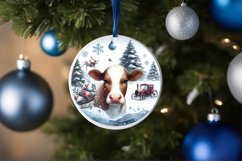 Round Christmas Ornament with Cow PNG Product Image 1