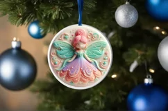 3D Martzipan Pastel Christmas Fairy Ornament Sublimation Product Image 4
