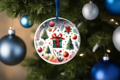 Colorful Gift Christmas Round Ornament Sublimation PNG Product Image 4