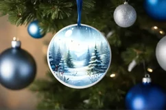 Round Christmas Ornament with Tour Eiffel PNG Product Image 4