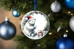 Winter Polar Bear Round Ornament Sublimation PNG Product Image 4