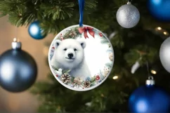 Winter Polar Bear Round Ornament Sublimation PNG Product Image 1