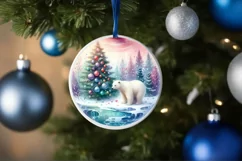 Round Christmas Ornament with Polar Bear PNG Product Image 4