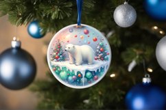 Round Christmas Ornament with Polar Bear PNG Product Image 4