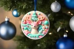 Polar Bear Christmas Deer Ornament Sublimation PNG Product Image 4