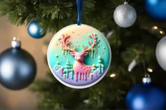 Polar Bear Christmas Deer Ornament Sublimation PNG Product Image 4
