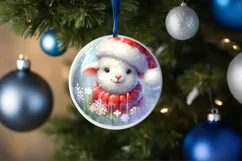 Winter Lamb Round Ornament Sublimation PNG Product Image 4