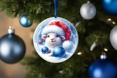 Winter Lamb Round Ornament Sublimation PNG Product Image 4